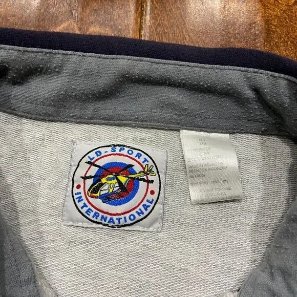 LD Sport Vintage Casual Sweatshirt Polo Gray Navy Poly Blend Shirt Mens Size XLT - Picture 6 of 8